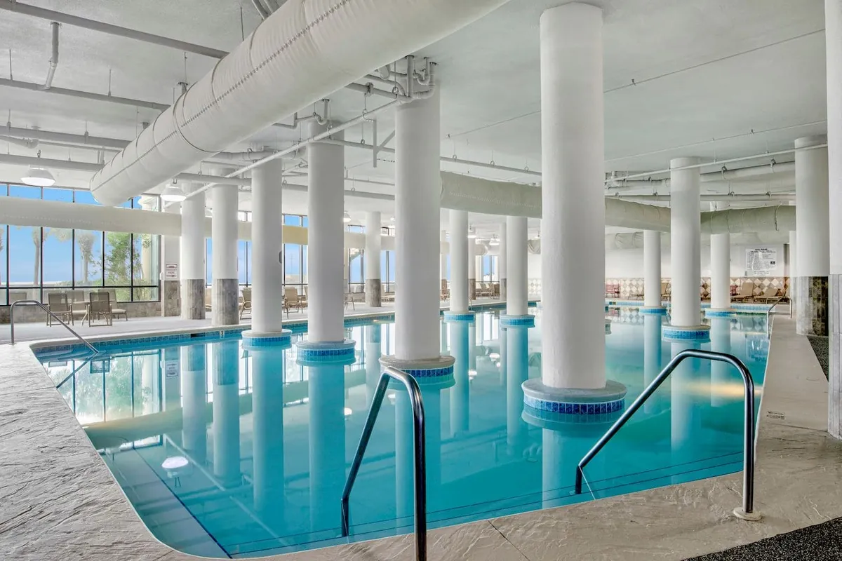 The indoor heated pool at The Oasis at Orange Beach